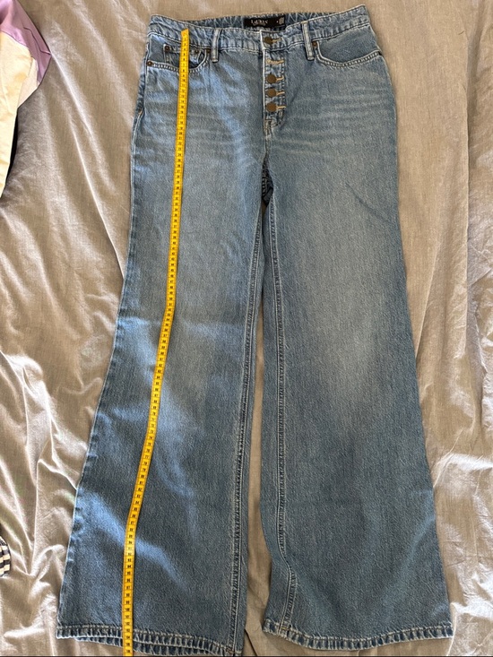 Ralph Lauren Denim - Ralph Lauren Light Blue Wide-Leg Button-Fly Jeans